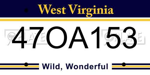 47OA153 West Virginia License Plate