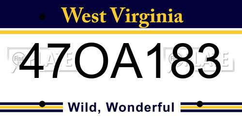 47OA183 West Virginia License Plate