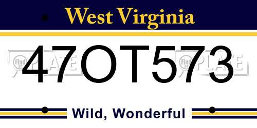 47OT573 West Virginia License Plate