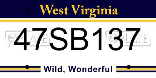 47SB137 West Virginia License Plate