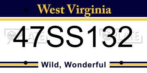 47SS132 West Virginia License Plate