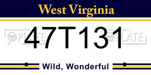 47T131 West Virginia License Plate