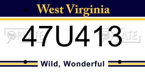 47U413 West Virginia License Plate