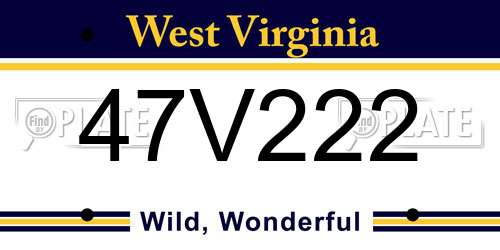 47V222 West Virginia License Plate