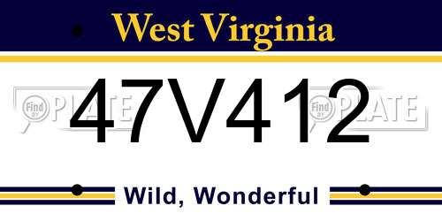 47V412 West Virginia License Plate