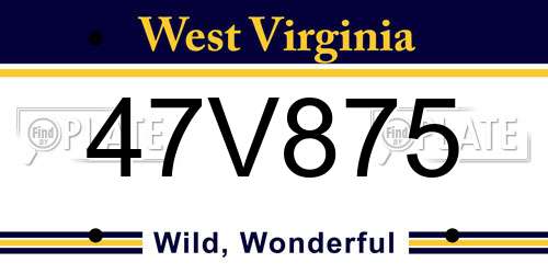 47V875 West Virginia License Plate