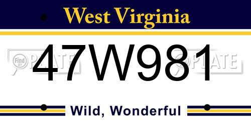 47W981 West Virginia License Plate