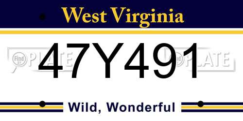 47Y491 West Virginia License Plate
