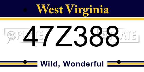 47Z388 West Virginia License Plate