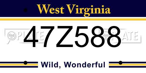 47Z588 West Virginia License Plate