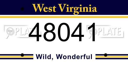 48041 West Virginia License Plate