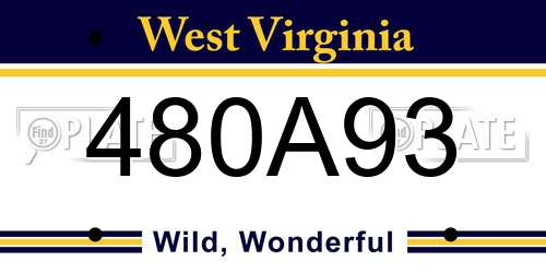 480A93 West Virginia License Plate