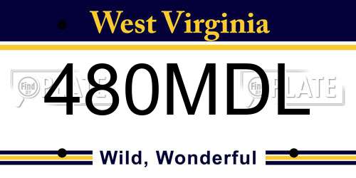 480MDL West Virginia License Plate