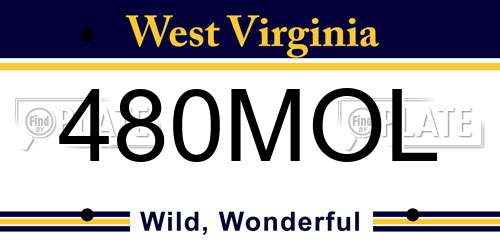 480MOL West Virginia License Plate