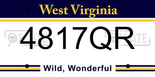 4817QR West Virginia License Plate
