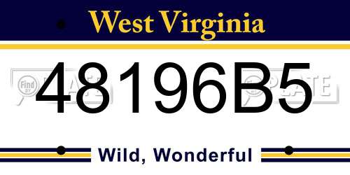 48196B5 West Virginia License Plate