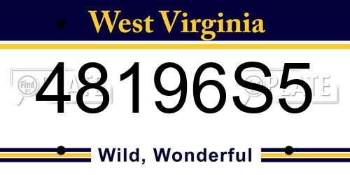 48196S5 West Virginia License Plate