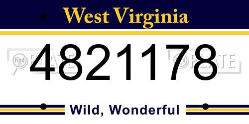 4821178 West Virginia License Plate