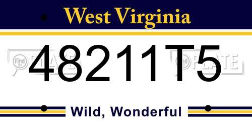 48211T5 West Virginia License Plate