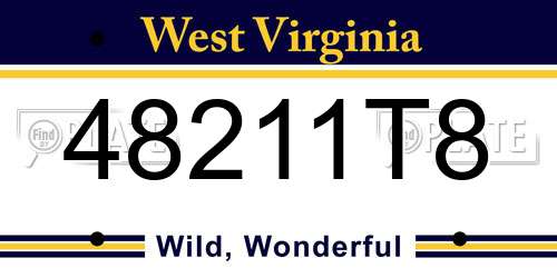 48211T8 West Virginia License Plate