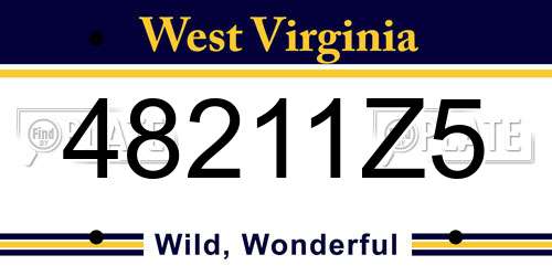 48211Z5 West Virginia License Plate
