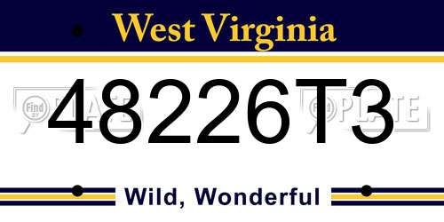 48226T3 West Virginia License Plate