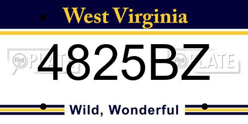 4825BZ West Virginia License Plate