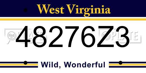 48276Z3 West Virginia License Plate