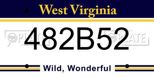 482B52 West Virginia License Plate