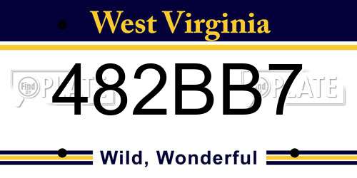 482BB7 West Virginia License Plate