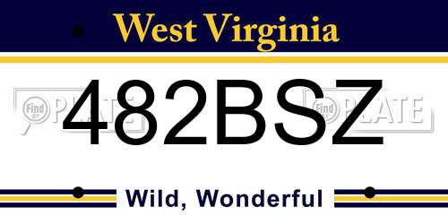 482BSZ West Virginia License Plate