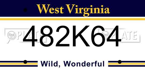 482K64 West Virginia License Plate