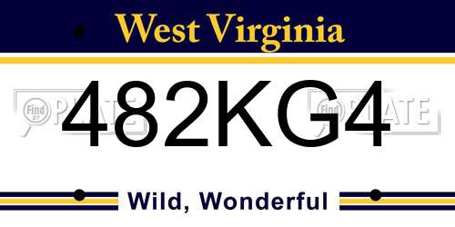 482KG4 West Virginia License Plate