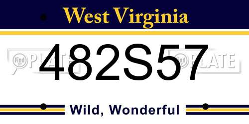 482S57 West Virginia License Plate
