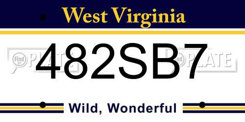 482SB7 West Virginia License Plate