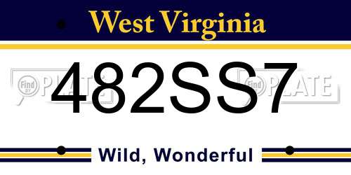 482SS7 West Virginia License Plate