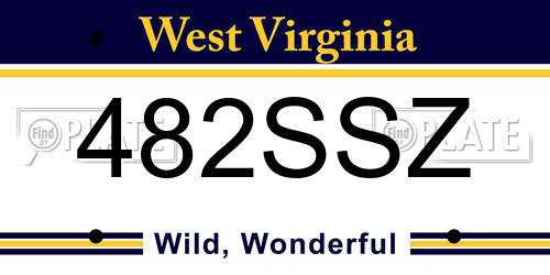 482SSZ West Virginia License Plate