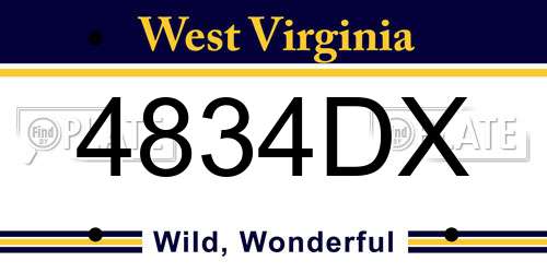 4834DX West Virginia License Plate
