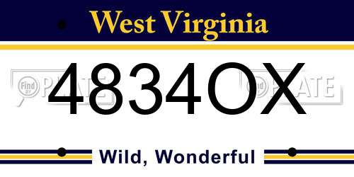 4834OX West Virginia License Plate