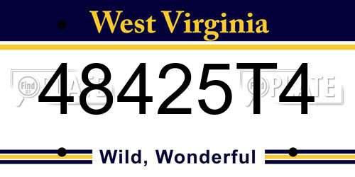 48425T4 West Virginia License Plate