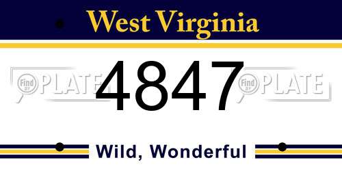 4847 West Virginia License Plate