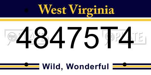 48475T4 West Virginia License Plate
