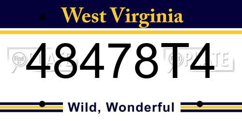 48478T4 West Virginia License Plate