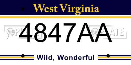 4847AA West Virginia License Plate