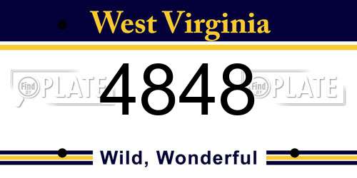 4848 West Virginia License Plate