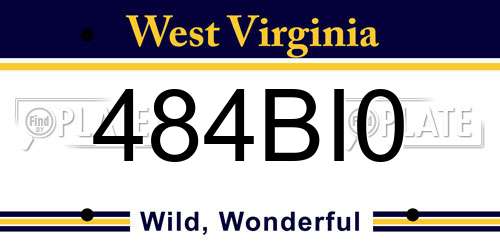 484BI0 West Virginia License Plate