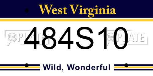 484S10 West Virginia License Plate