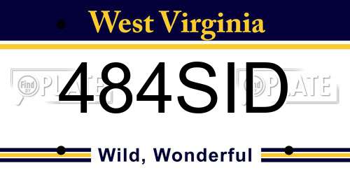 484SID West Virginia License Plate