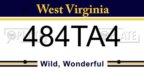 484TA4 West Virginia License Plate