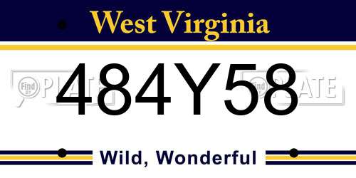 484Y58 West Virginia License Plate